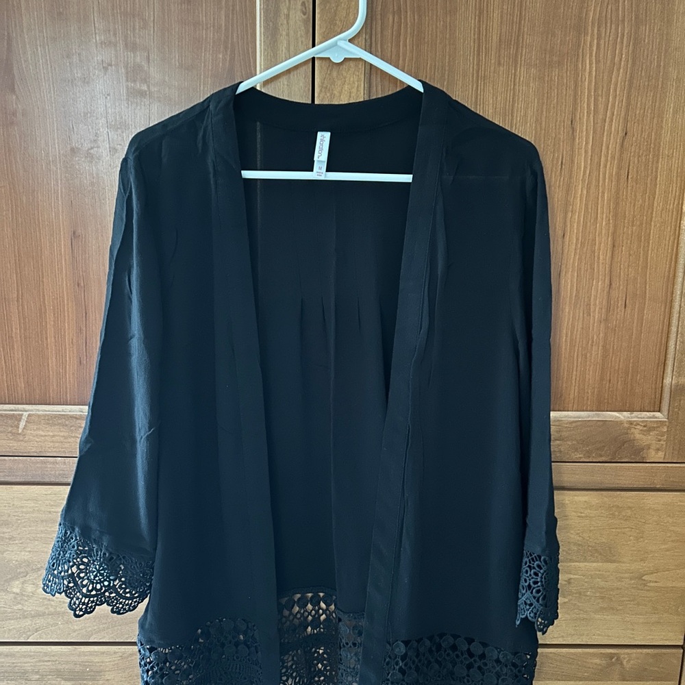 Xhilaration Black Cardigan with Lace Detail. Size Medium.